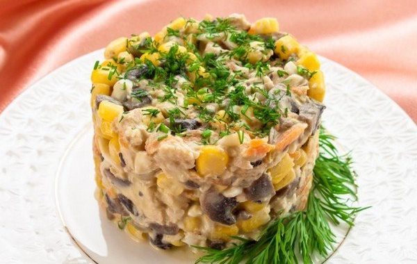 Салат с грибами и кукурузой рецепт приготовления
