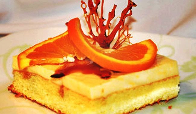 Бисквитное пирожное с апельсиновым суфле рецепт