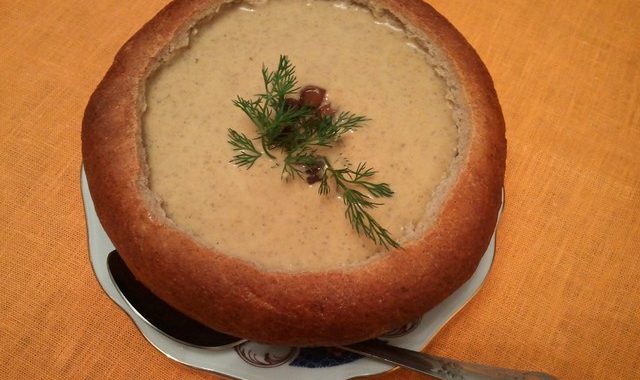 Грибной суп в хлебной посуде рецепт