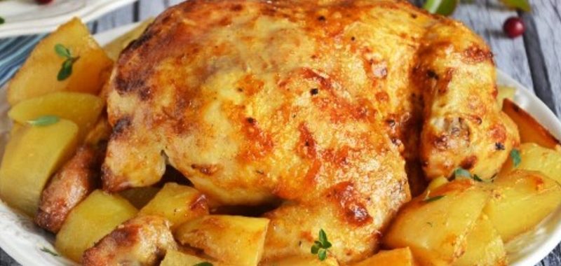 Курица с картошкой и грибами в духовке – пошаговый рецепт